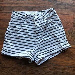 Striped Denim Shorts